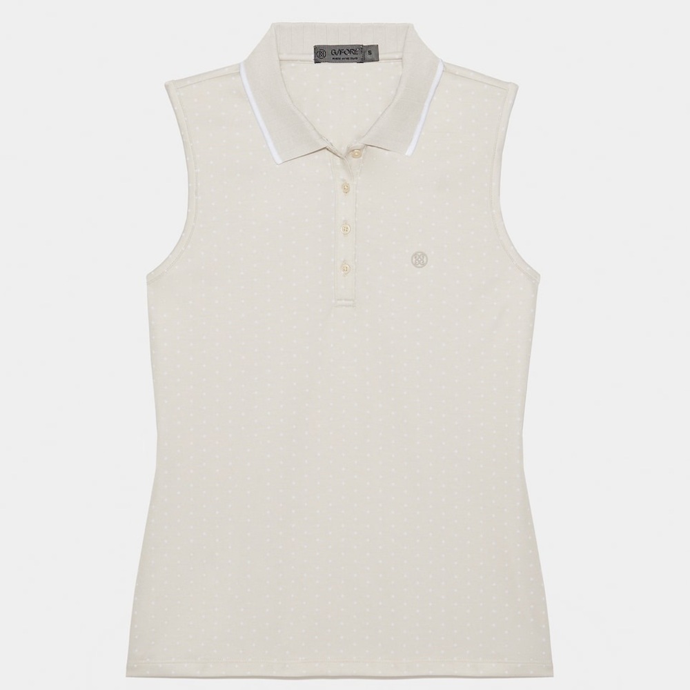 NWT GFORE Women’s Polkadot Jacquard Pleated Collar Sleeveless Polo - Large